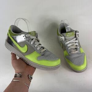 Nike Dunk Low Sneakers Women's 9 Gray Citron Lace Up Athletic Shoes 318638-031